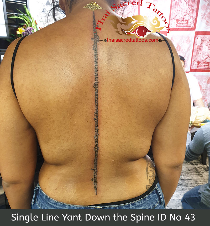Thai Tattoo Single Line Yant Down Spine